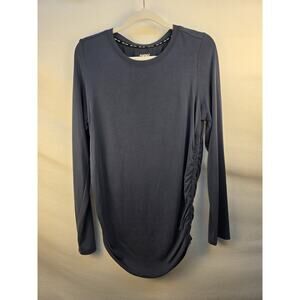 DKNY Sport Women's Medium Top Side Blue Side Ruching Atheletic T Shirt Workout